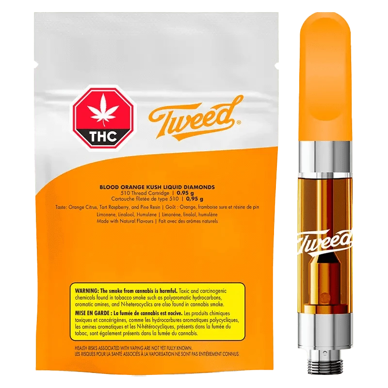 Tweed 0.95 g Blood Orange Kush Liquid Diamonds Vape Cartridge Vapes
