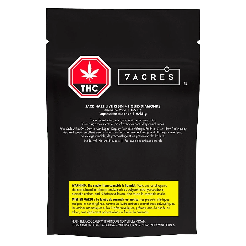 7Acres 0.95 g Jack Haze Live Resin + Liquid Diamonds AIO Dsiposable Vape Vapes
