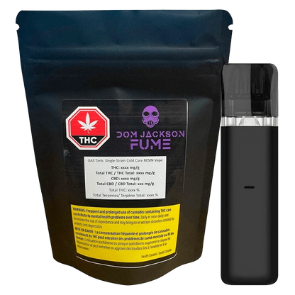 FUME by Dom Jackson 1 g GAS Tank: Single Strain Cold Cure Resin Disposable Vape Vapes