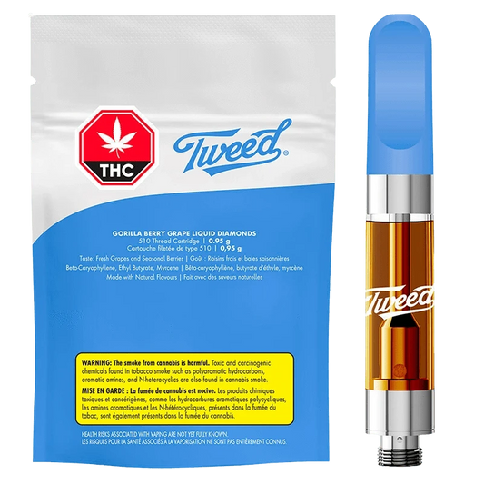 Tweed 0.95 g Gorilla Berry Grape Liquid Diamonds Vape Cartridge Vapes
