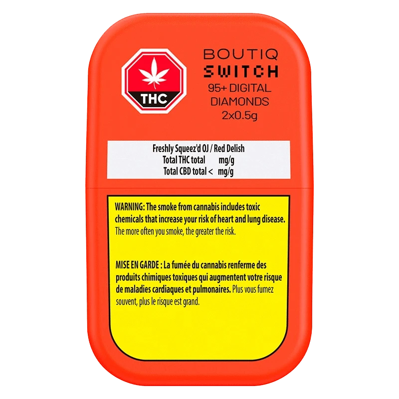Boutiq 1 g Switch 95+ Digital Diamonds Freshly Squeez'd OJ / Red Delish AIO Vape Vapes