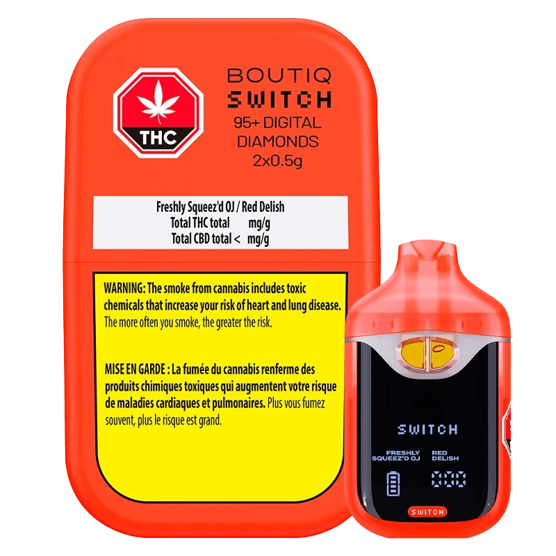 Boutiq 1 g Switch 95+ Digital Diamonds Freshly Squeez'd OJ / Red Delish AIO Vape Vapes