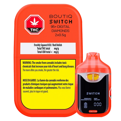 Boutiq 1 g Switch 95+ Digital Diamonds Freshly Squeez'd OJ / Red Delish AIO Vape Vapes