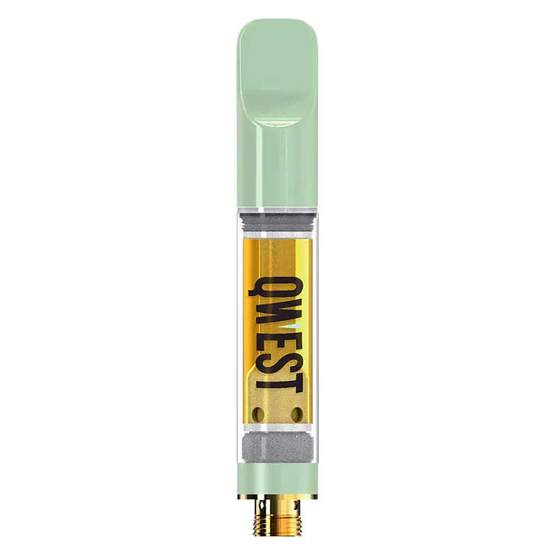 Top-down product shot of a mint-green Georgia Pi Live Resin Vape Cartridge showing the clear tank with amber oil and bold vertical OMEST branding.