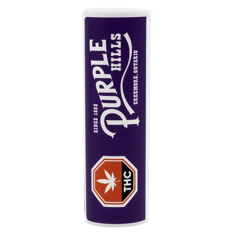 Tall vertical front view of the 95+ Creemore Royale Liquid Diamonds Vape Cartridge showing a purple label with a THC symbol.