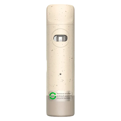 Centered front view of a speckled beige Hot Honey Liquid Diamonds Disposable Vape showing its small viewing window and recycling sticker at the base
