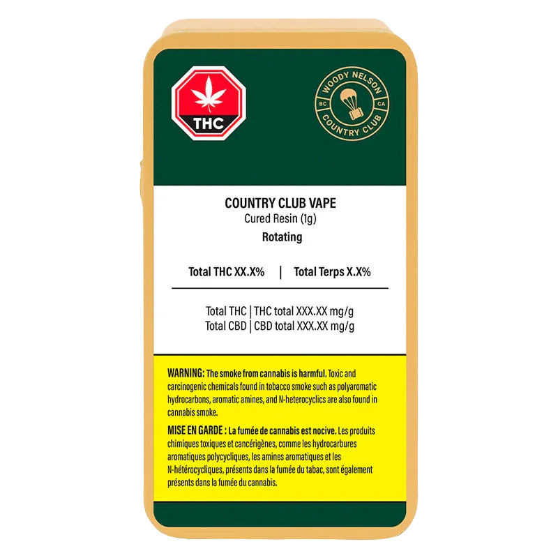 Woody Nelson 1 g Country Club Live Resin Vape Cartridge Vapes