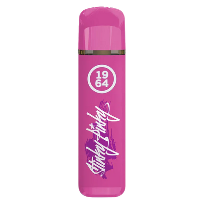 Straight-on view of a hot-pink Stinky Pinky FSE Resin Disposable Vape with white "1964" badge and stylized script on a plain white background