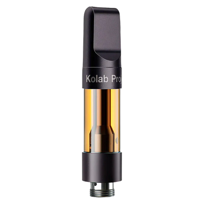 Close-up front view of the Blue Passionfruit Diamonds Vape Cartridge showing its amber liquid chamber and black mouthpiece against a white background.