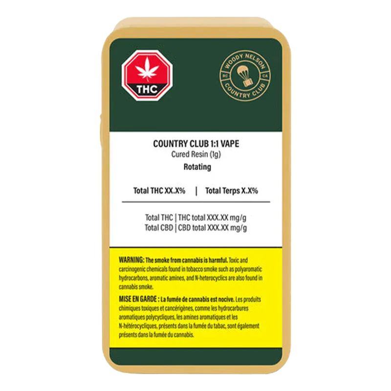 Woody Nelson Country Club 1 g 1:1 Vape Cartridge Vapes