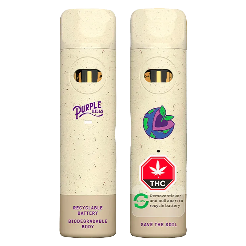 Front view of two beige, speckled 95+ Tangie Cream Biodegradable Disposable Vape devices standing side by side, showing branded graphics and a recycling notice.