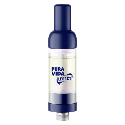 Centered front view of the Blue Dream Jumbo Vape Cartridge showing a clear tank with pale oil and a navy blue mouthpiece and base.