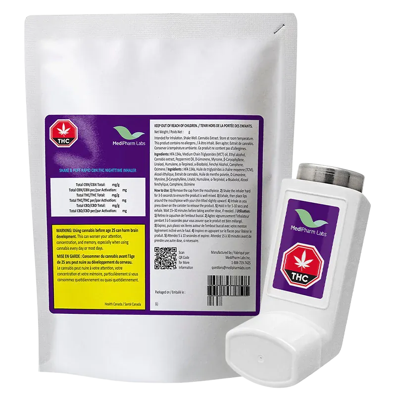 MediPharm Labs 7.3 g Shake & Puff Rapid CBN THC Nighttime Inhaler Disposable Vape Vapes