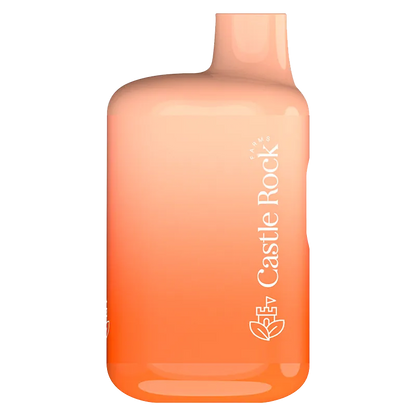Straight-on view of a glossy peach-to-orange gradient Watermelon Waterfall Liquid Diamond Disposable Vape with the vertical Castle Rock logo visible on the right side