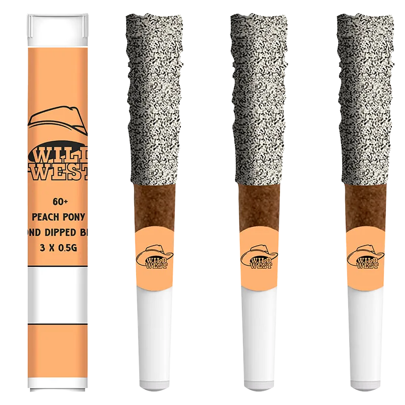 Wild West 1.5 g 60+ Peach Pony Diamond Dipped Infused PR 3 x 0.5 g Pre-Rolls