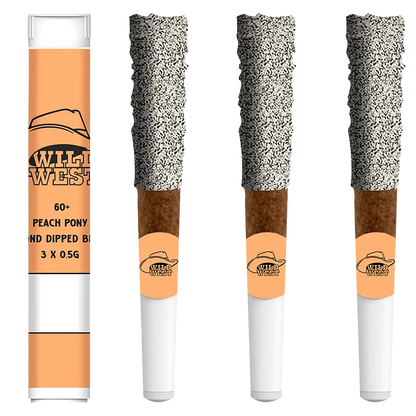 Wild West 1.5 g 60+ Peach Pony Diamond Dipped Infused PR 3 x 0.5 g Pre-Rolls