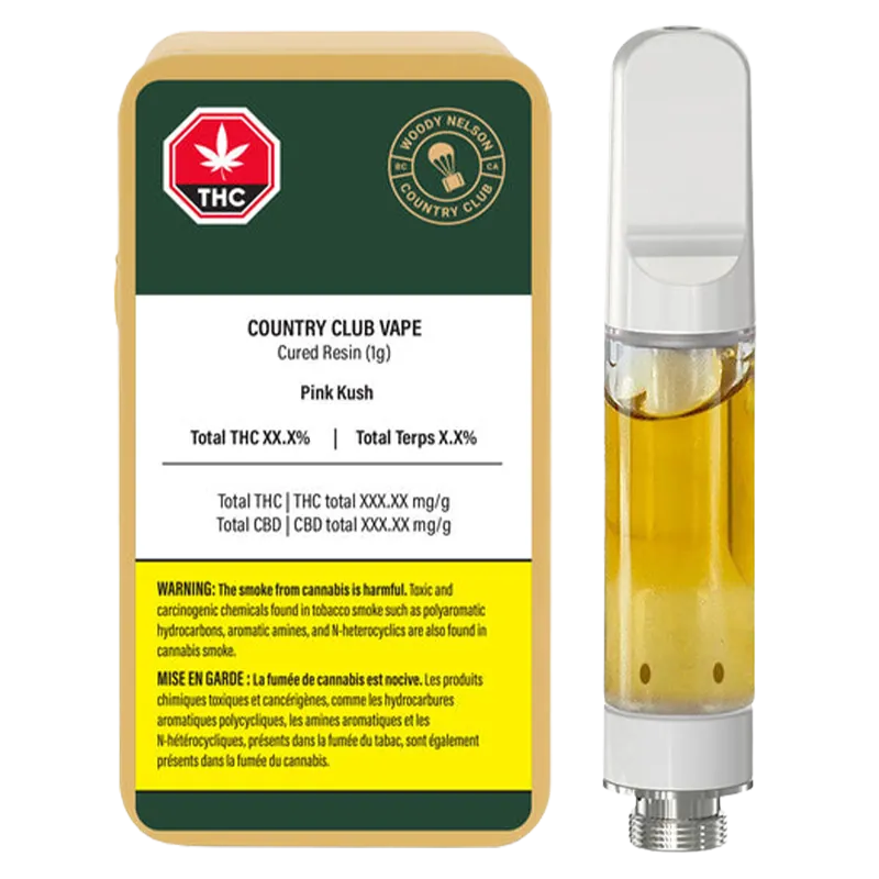 Woody Nelson Country Club 1 g Pink Kush Cured Resin Vape Cartridge Vapes