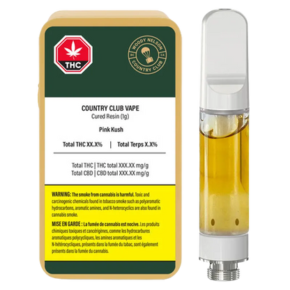 Woody Nelson Country Club 1 g Pink Kush Cured Resin Vape Cartridge Vapes