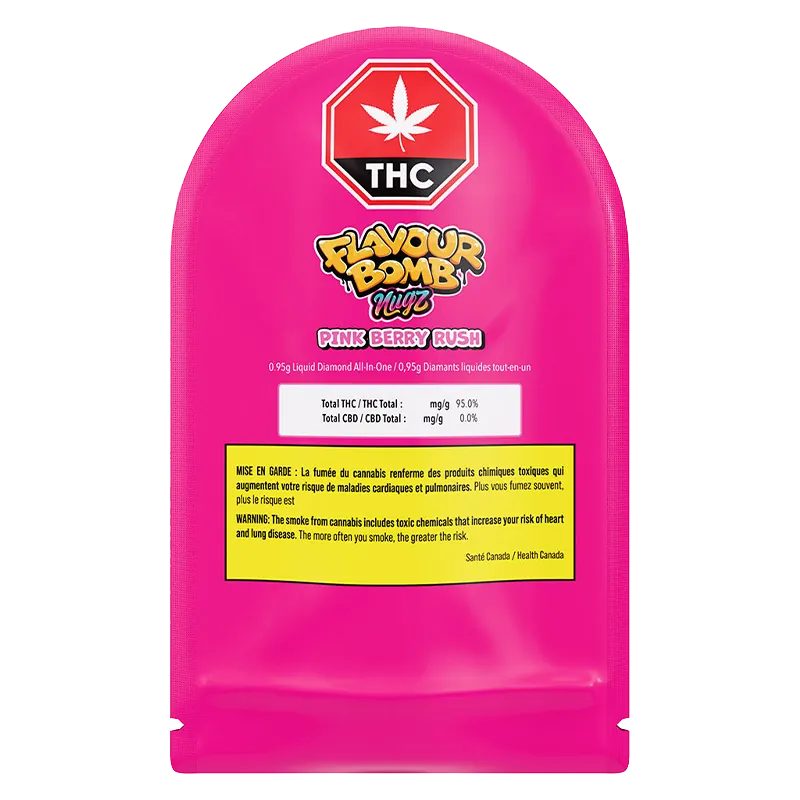 Nugz 0.95 g Flavour Bomb Pink Berry Rush Liquid Diamonds Disposable Vape Vapes