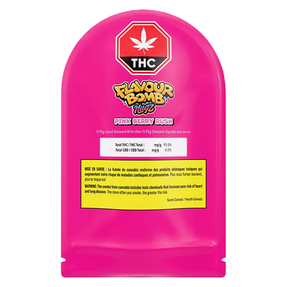 Nugz 0.95 g Flavour Bomb Pink Berry Rush Liquid Diamonds Disposable Vape Vapes