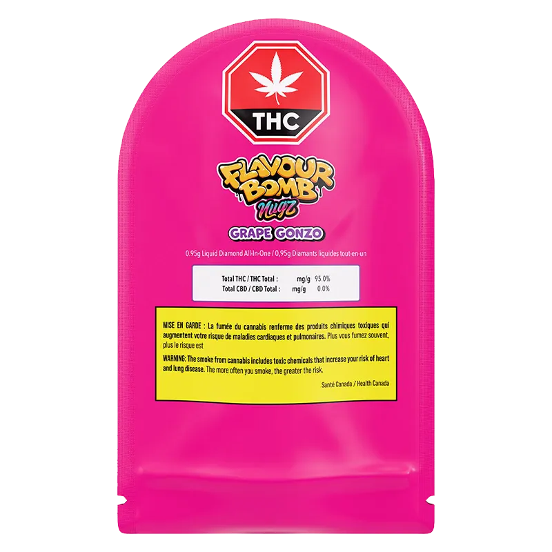 Nugz 0.95 g Flavour Bomb Grape Gonzo Liquid Diamonds Disposable Vape Vapes