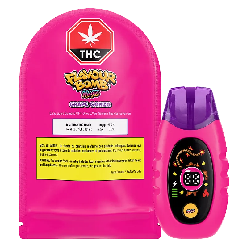 Nugz 0.95 g Flavour Bomb Grape Gonzo Liquid Diamonds Disposable Vape Vapes