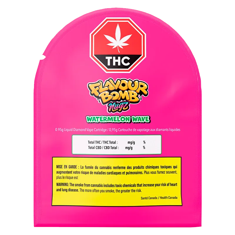 Nugz 0.95 g Flavour Bomb Watermelon Wave Liquid Diamond Vape Cartridge Vapes