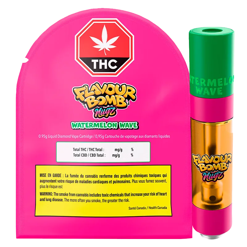 Nugz 0.95 g Flavour Bomb Watermelon Wave Liquid Diamond Vape Cartridge Vapes