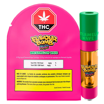 Nugz 0.95 g Flavour Bomb Watermelon Wave Liquid Diamond Vape Cartridge Vapes