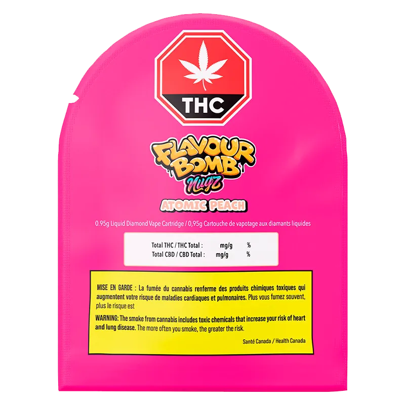 Nugz 0.95 g Flavour Bomb Atomic Peach Liquid Diamond Vape Cartridge Vapes