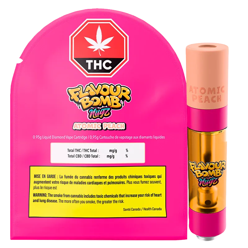Nugz 0.95 g Flavour Bomb Atomic Peach Liquid Diamond Vape Cartridge Vapes