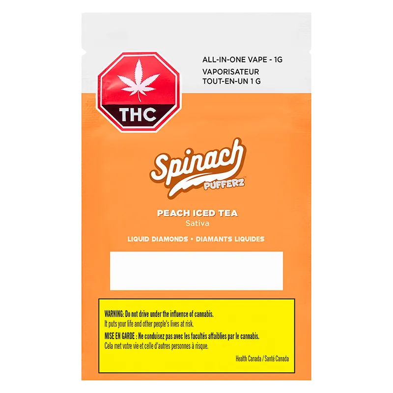 Spinach 1 g Pufferz Peach Iced Tea Disposable Vape Vapes