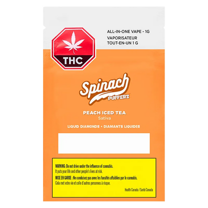 Spinach 1 g Pufferz Peach Iced Tea Disposable Vape Vapes