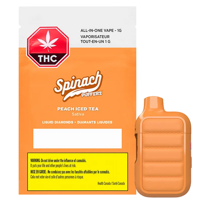Spinach 1 g Pufferz Peach Iced Tea Disposable Vape Vapes