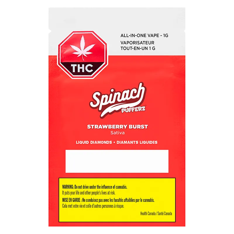 Spinach 1 g Pufferz Strawberry Burst Disposable Vape Vapes