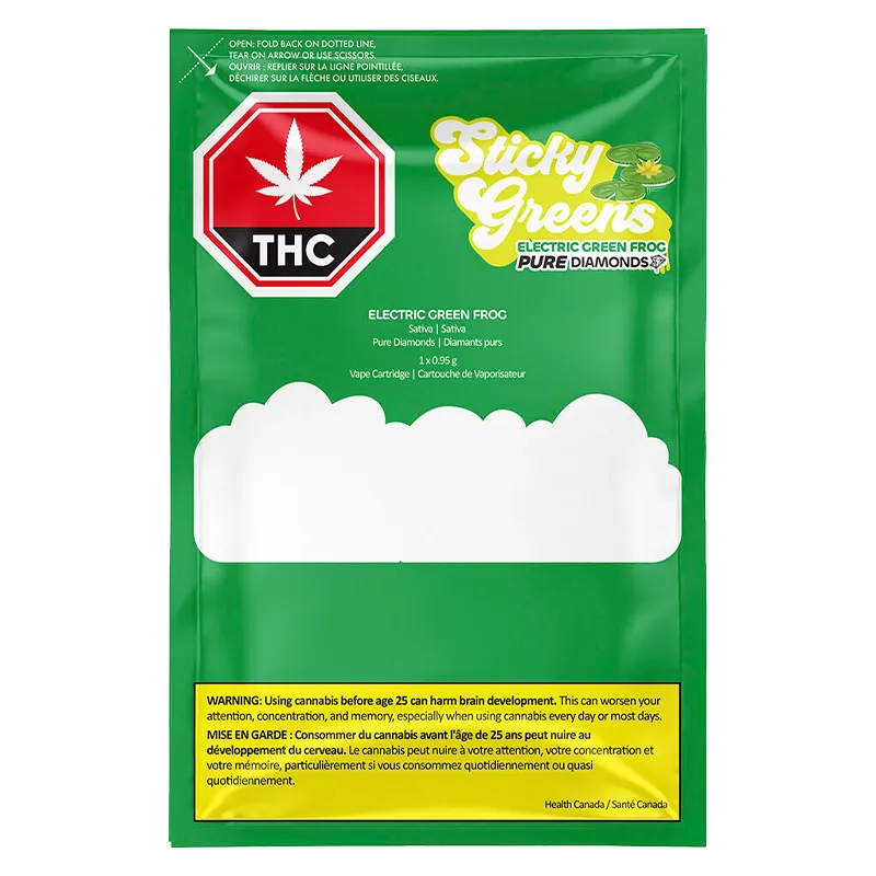 Sticky Greens 0.95 g Electric Green Frog Liquid Diamonds Vape Cartridge Vapes