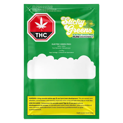 Sticky Greens 0.95 g Electric Green Frog Liquid Diamonds Vape Cartridge Vapes