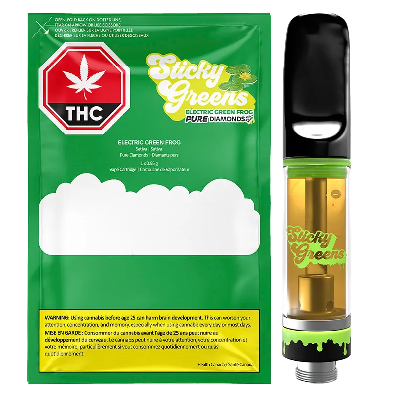 Sticky Greens 0.95 g Electric Green Frog Liquid Diamonds Vape Cartridge Vapes