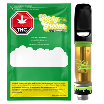 Sticky Greens 0.95 g Electric Green Frog Liquid Diamonds Vape Cartridge Vapes