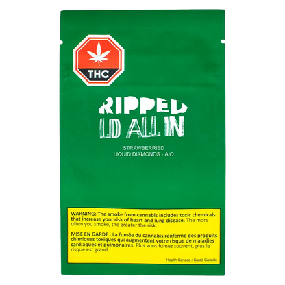 Ripped 0.95 g Strawberried Liquid Diamonds Disposable Vape Vapes