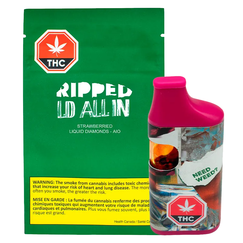 Ripped 0.95 g Strawberried Liquid Diamonds Disposable Vape Vapes