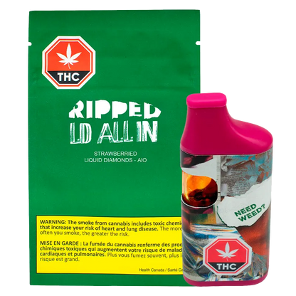 Ripped 0.95 g Strawberried Liquid Diamonds Disposable Vape Vapes