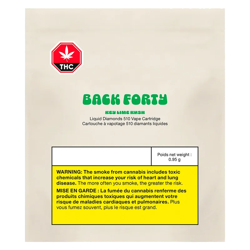 Back Forty 0.95 g Key Lime Kush Liquid Diamonds Vape Cartridge Vapes