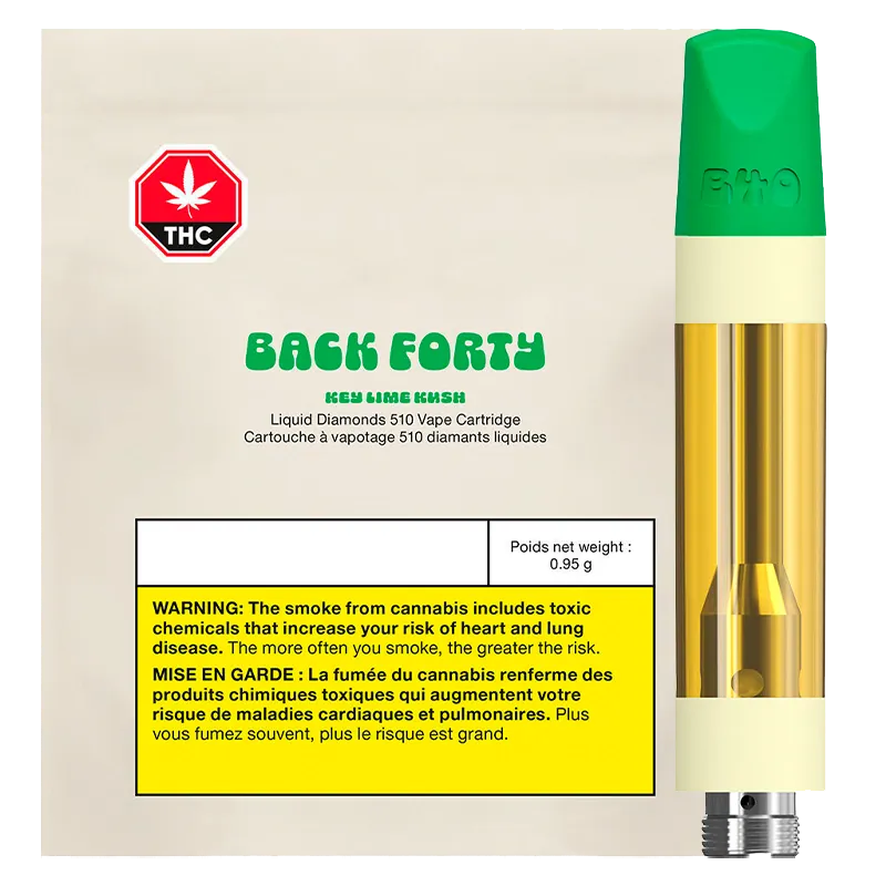 Back Forty 0.95 g Key Lime Kush Liquid Diamonds Vape Cartridge Vapes