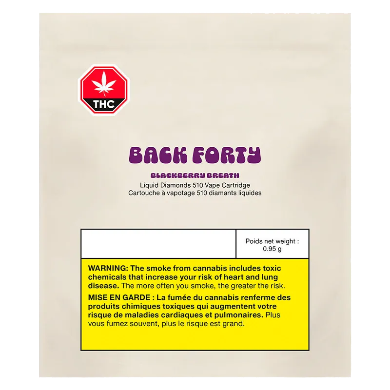 Back Forty 0.95 g Blackberry Breath Liquid Diamonds Cape Cartridge Vapes