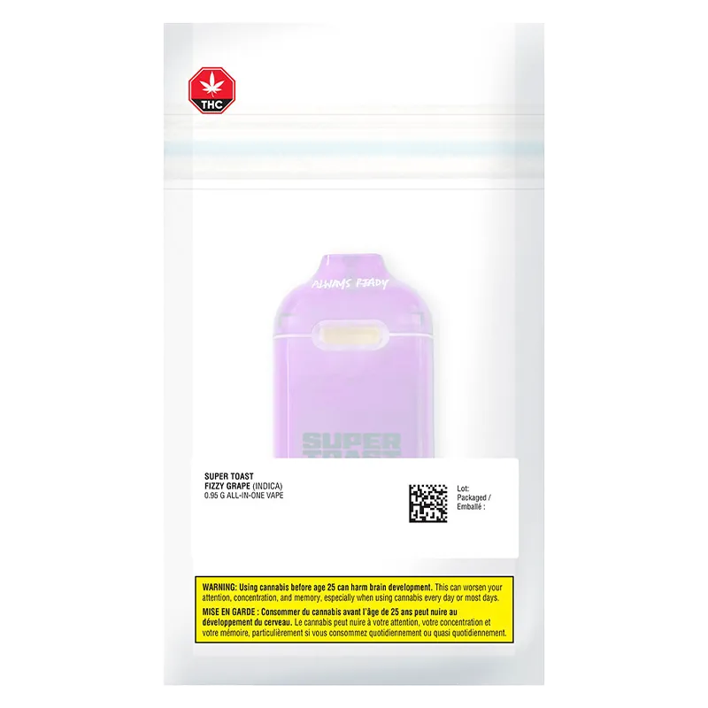 Super Toast 0.95 g Fizzy Grape Liquid Diamonds Disposable Vape Vapes