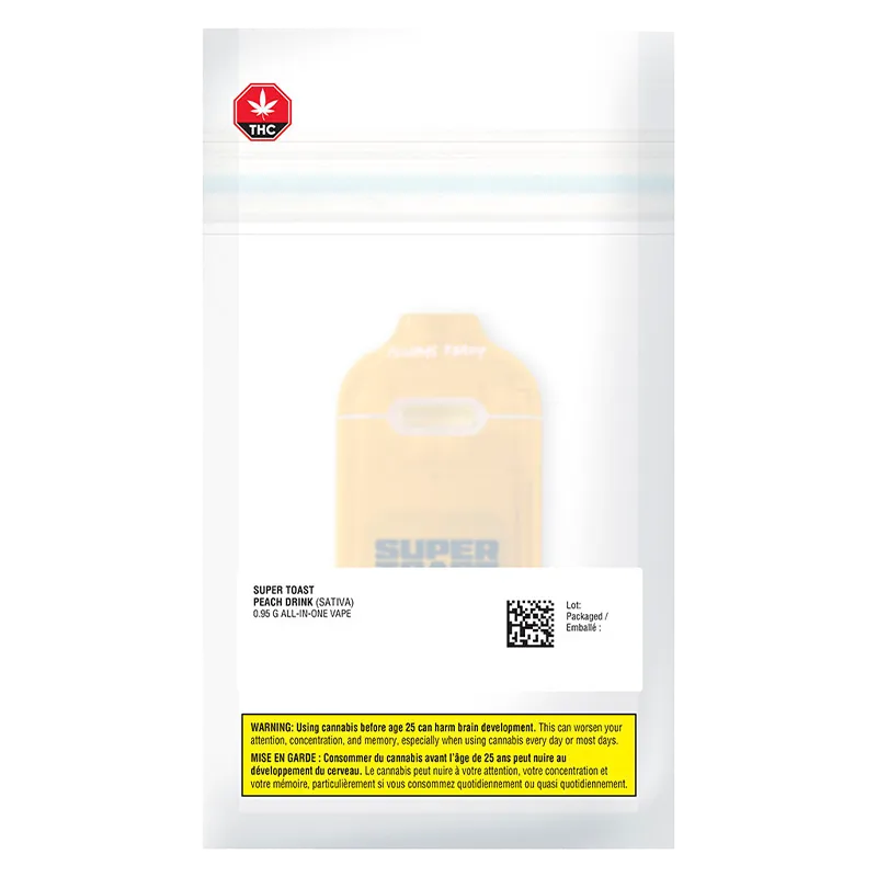 Super Toast 0.95 g Peach Drink Liquid  Diamonds Disposable Vape Vapes