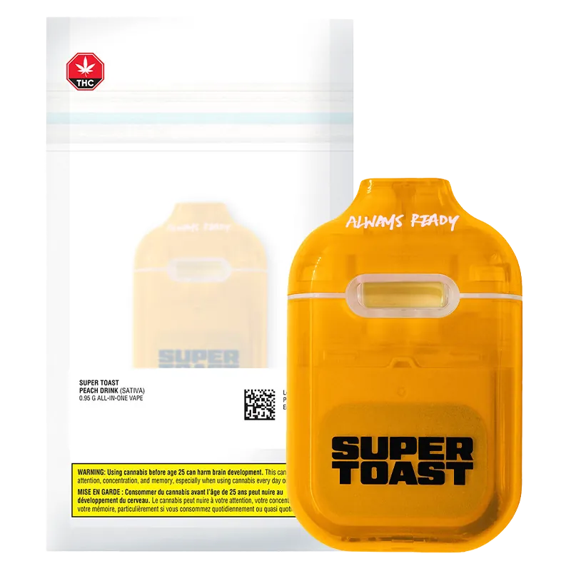 Super Toast 0.95 g Peach Drink Liquid  Diamonds Disposable Vape Vapes