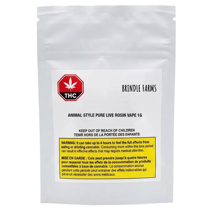 Brindle Farms 1 g Animal Style Pure Live Rosin Vape Cartridge Vapes