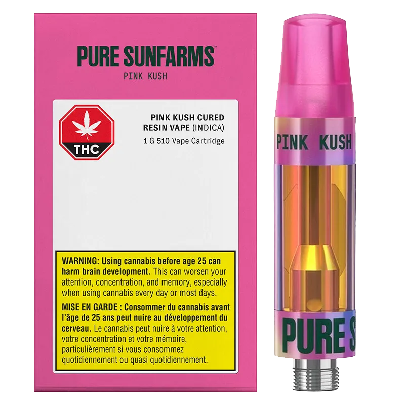 Pure Sunfarms 1 g Pink Kush Cured Resin Vape Cartridge Vapes